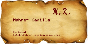 Mahrer Kamilla névjegykártya